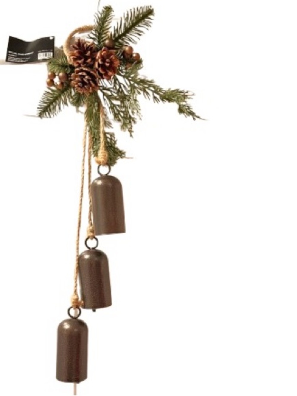 🆕- Christmas Rustic Metal Bell Trio with Pinecone & Greenery Hanger